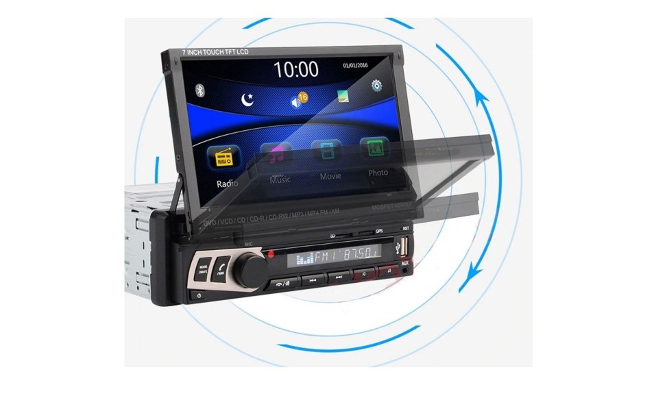 Ηχοσύστημα Multimedia Αυτοκινήτου Bluetooth 1 DIN με TFT Οθόνη Αφής 7in MP4, MP3, USB, SD, AUX, MIC, TV, Camera in & Subwoofer Out